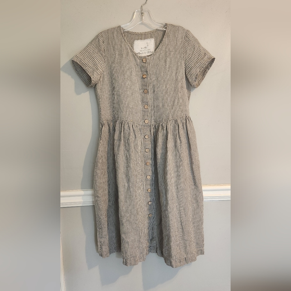 Npl mama dress natural/ grey stripe